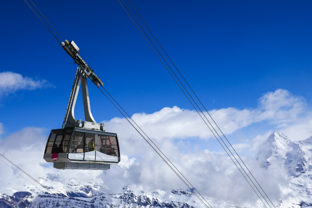 Cable car to Schilthorn in winter